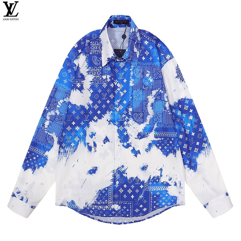 Áo Sơ Mi Dài Tay Dáng Rộng In Chữ L Plus Size M-XXXL