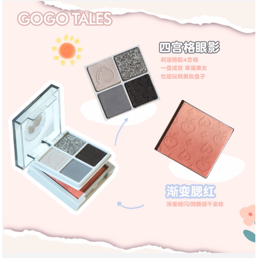 Bảng phấn mắt má 2 tầng kèm phấn má Gogotales Amoy Likes Blush GT426 phấn lì mịn có nhũ lên màu chuẩn rõ nét