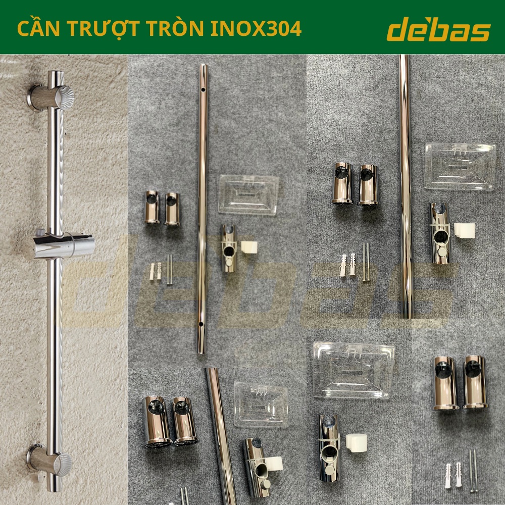 Thanh trượt tay sen điều chỉnh vòi hoa sen tắm inox 304 lên xuống cao cấp cần trượt tay sen tròn sen vuông Debas