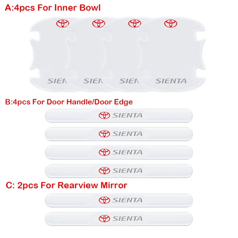 Miếng Dán Bảo Vệ Tay Nắm Cửa Trong Suốt Chống Trầy Xước Cho Xe Hơi Toyota Sienta