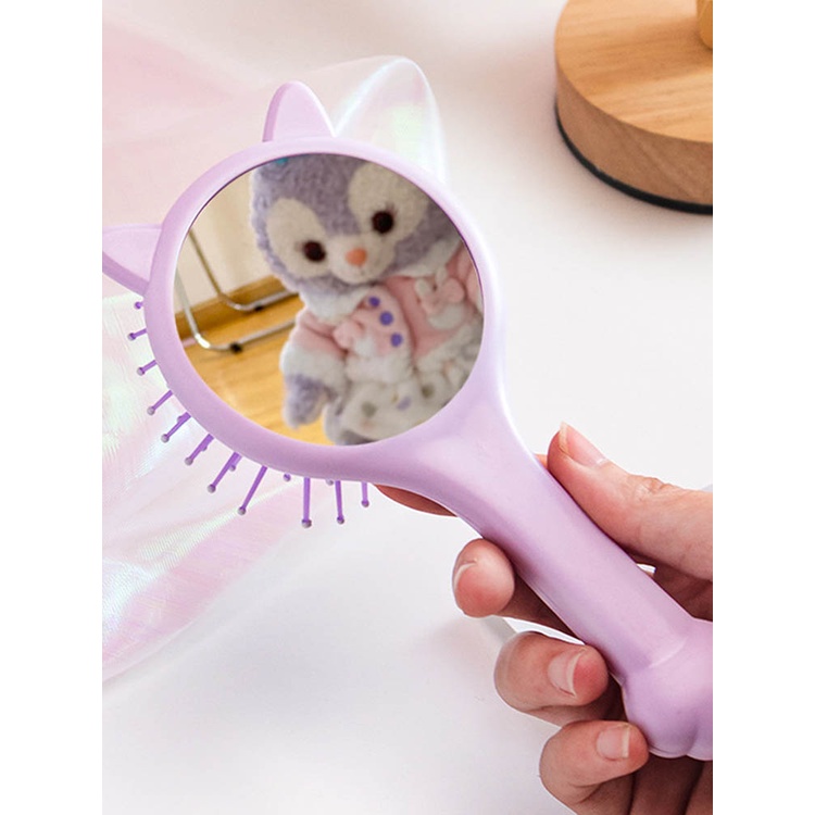Lược Chải Tóc Mát Xa Da Đầu Kèm Gương Soi Hình Tai Mèo Dễ Thương