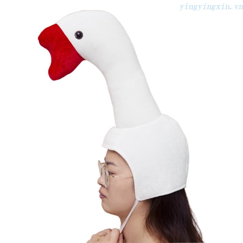 Yin Mũ Lông Ngỗng Trắng Hình Con Ngỗng Vui Nhộn Mới Lạ Hóa Trang