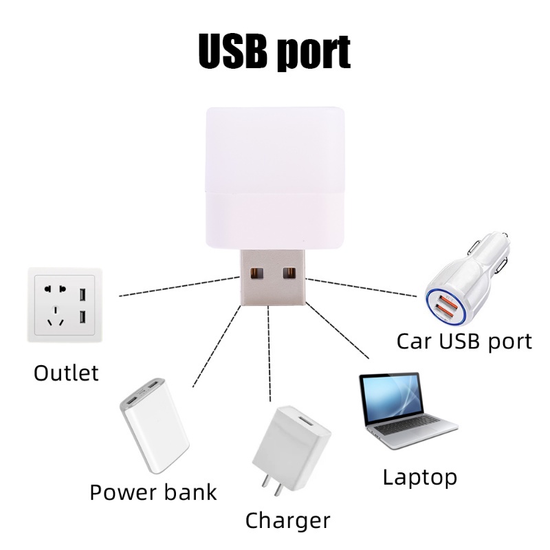 Đèn Cắm Usb Mini Đèn Ngủ Led Bảo Vệ Mắt Quà Tặng Lễ Hội Đèn Sách Vuông Sạc Điện Nhỏ Cho Máy Tính Di Động Đèn Ngủ Phòng Ngủ