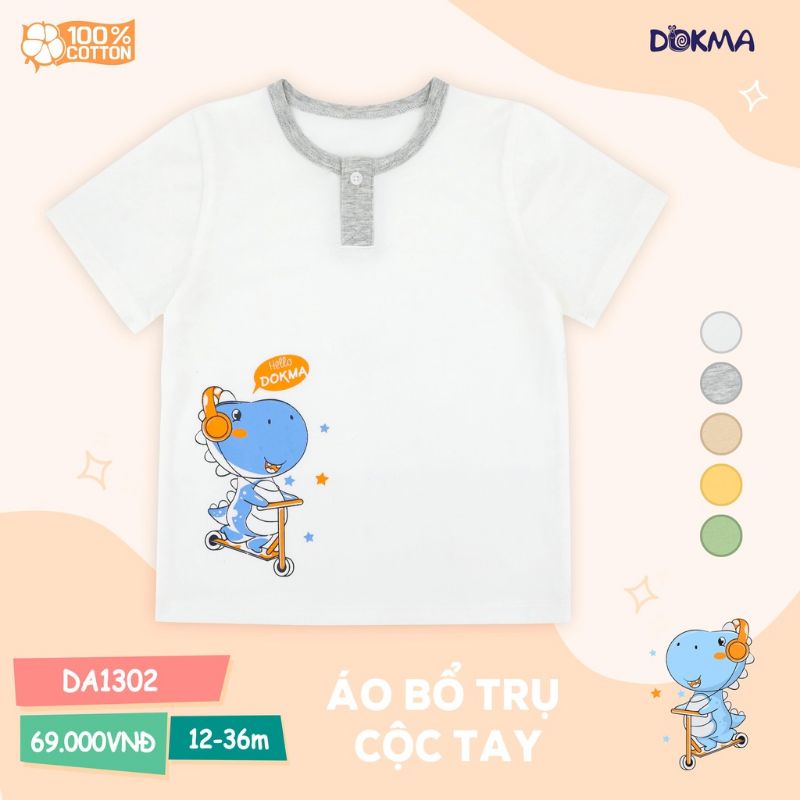 Áo cộc tay cổ tròn bé trai Dokma 9-36M mã DA1302, DA2175