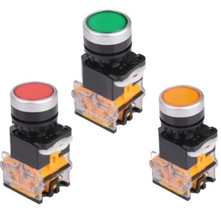 Công tắc nhấn nhả đề la38-11 phi 22mm không đèn 3 màu xanh, đỏ, vàng có bộ tiếp điểm 1no 1nc
