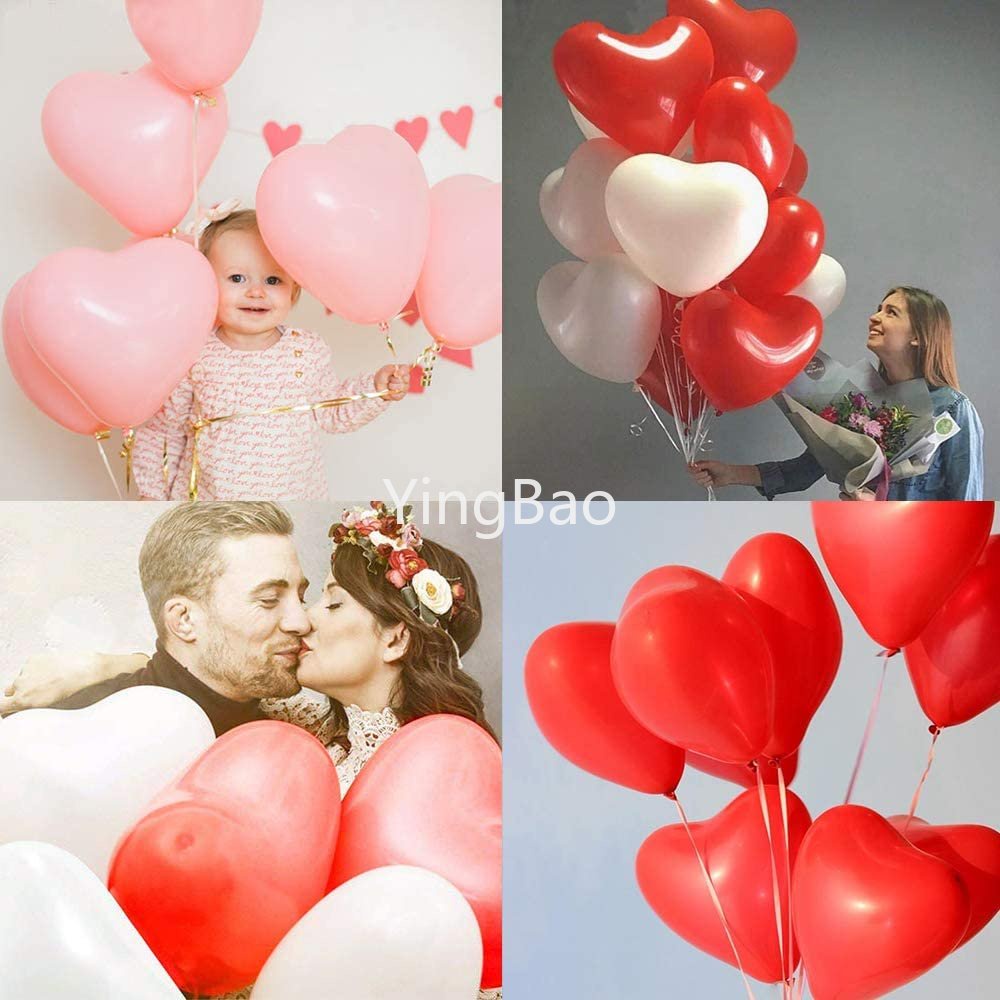 Set 10 Bong Bóng 2.3g Hình Trái Tim Trang Trí Tiệc