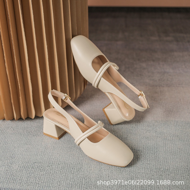 ✨ Giày Baotou Sandals Nữ 2023 Mới Mùa hè Gót trung bình Phong cách Cổ tích Giày đơn Giày đơn Mary Jane Giày đơn Phụ nữ