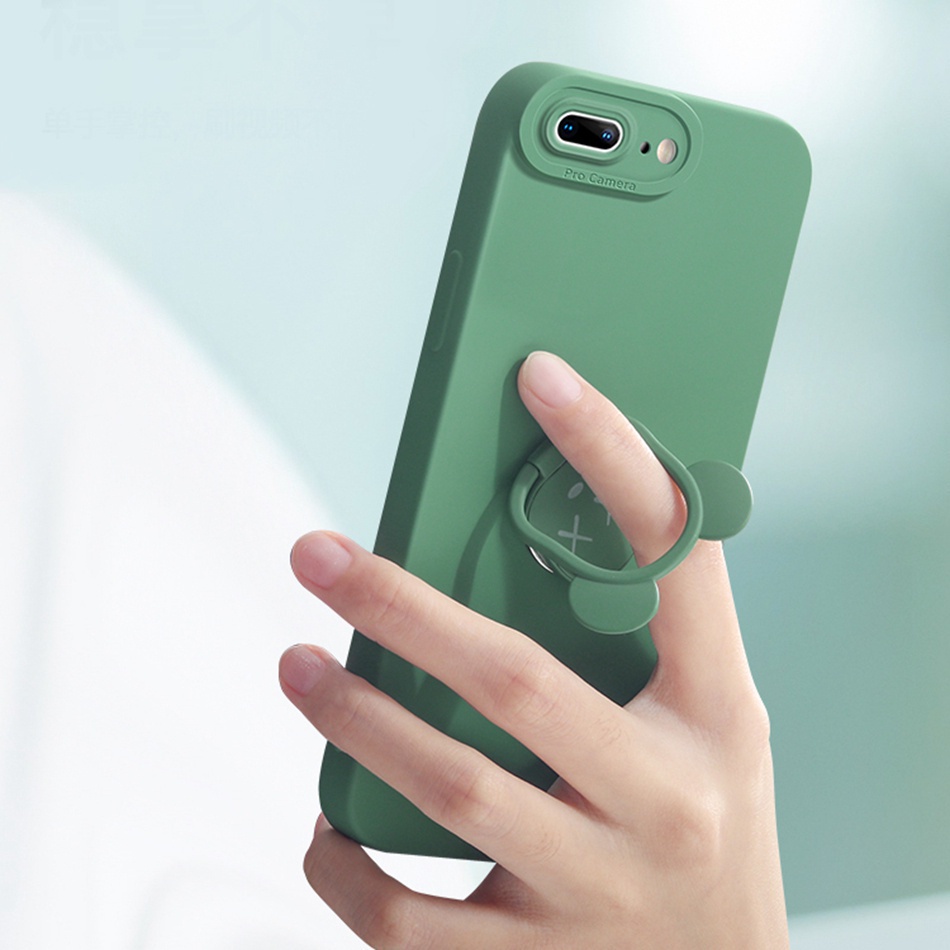Ốp Điện Thoại Silicon Dẻo Kèm Giá Đỡ Hình Gấu Cho iPhone 14 13 12 11 Pro MAX Mini X XR XS MAX 6 6S 7 8 Plus SE 2020 2022