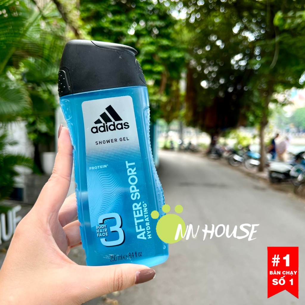Sữa tắm gội nam 3 in 1 Adidas Pháp 3in1 mặt, cơ thể và tóc hương thơm men, shower gel khử mùi, dưỡng ẩm body wash, hair