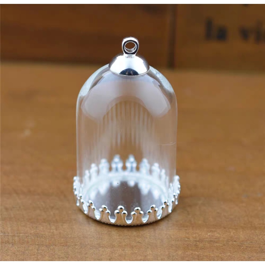 Vương Miện Mini Bằng Đồng Bóng Màu Bạc 25 * 38mm Có Nắp Treo Chống Bụi Trang Trí Phong Cảnh diy