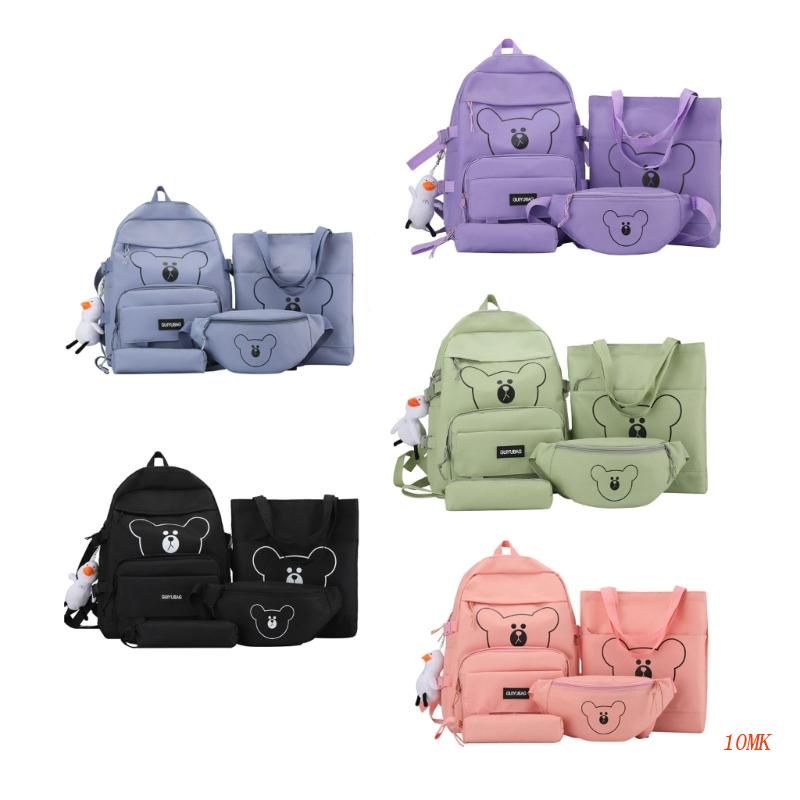 Set 4 Balo Túi Xách Đeo Hông Sức Chứa Lớn 10MK Hình Gấu Dễ Thương Cho Tuổi Teen