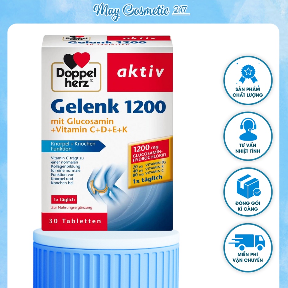 Viên Uống Bổ Khớp Gelenk Glucosamin 1200 Doppelherz Aktiv - Hộp 30 Viên - Hàng Nội Địa Đức