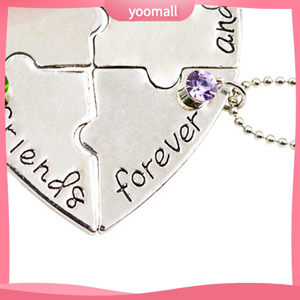 Bộ 4 Vòng cổ Mặt Trái Tim Đính Đá Cho Bạn Thân