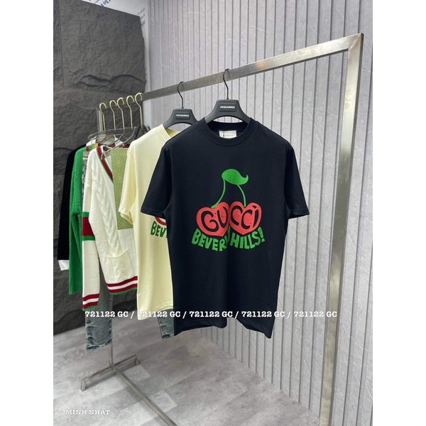 Áo phông gucci cherry chữ ngực sc đẹp 2206, áo thun nam nữ new
