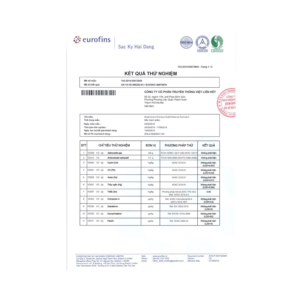 Sữa Bột Hoàng Gia Úc Premium Gold Số 2 Bổ Sung Vitamin, Khoáng Chất Cho Trẻ Royal AUSNZ 900g