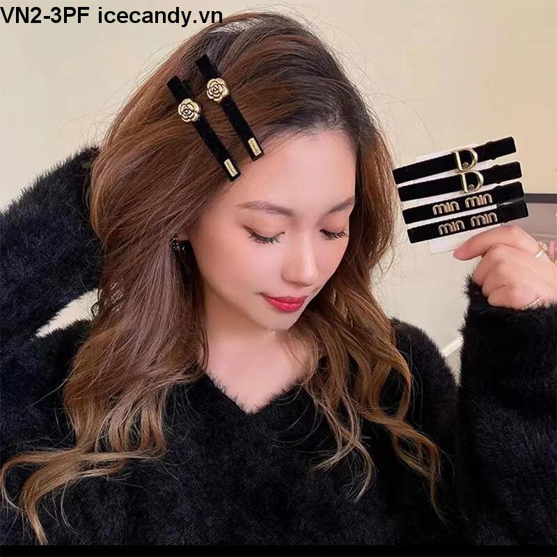 1 Kẹp Tóc Mỏ Vịt Màu Vàng Đen In Chữ Thời Trang