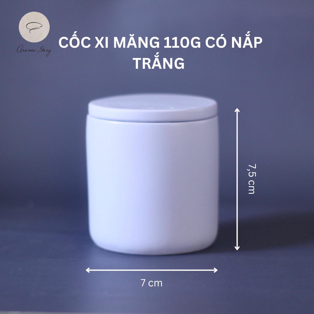 Cốc Xi Măng, Thuỷ Tinh Dùng Để Làm Nến Thơm Aroma Story Có Nắp Size 100g-200g