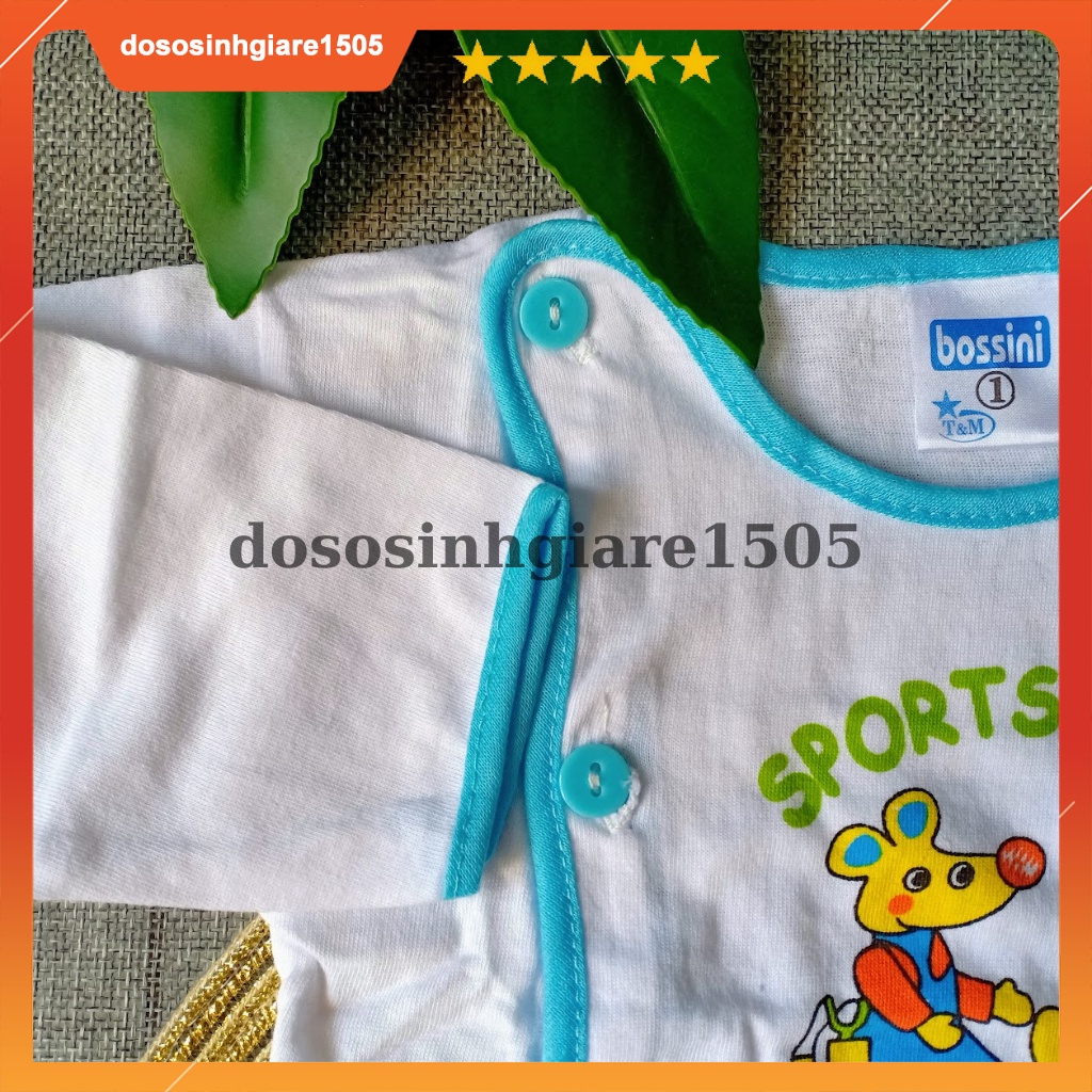 Set 5 Áo sơ sinh TRẮNG tay DÀI bác sĩ Bosini / Áo trẻ em cúc lệch Bossđanna