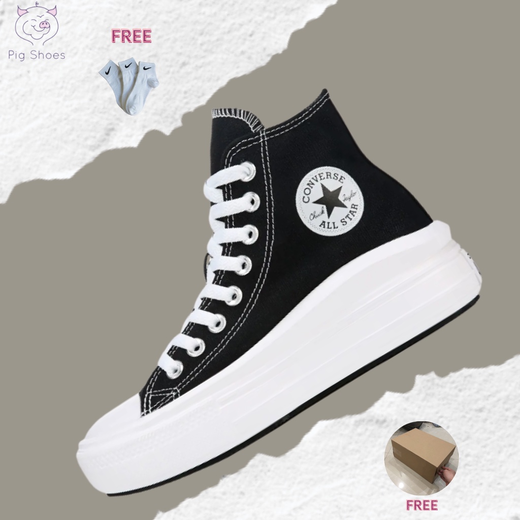 Giày Converse Chuck Taylor All Star Lift Platform, CV Cổ Cao Đế Cao; Đầy Đủ Box - Bill, Tặng Vớ Trắng