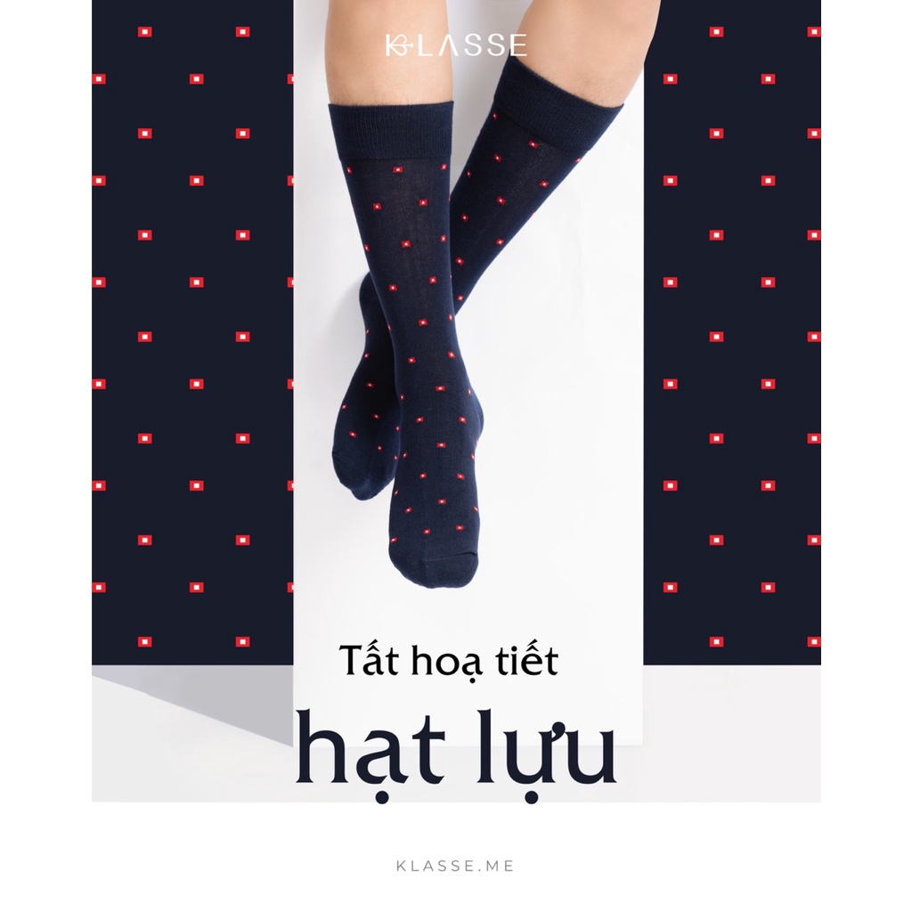 Tất Họa Tiết Hạt Lựu Navy Đỏ KLASSE Vớ Nam Nữ Cao Cấp
