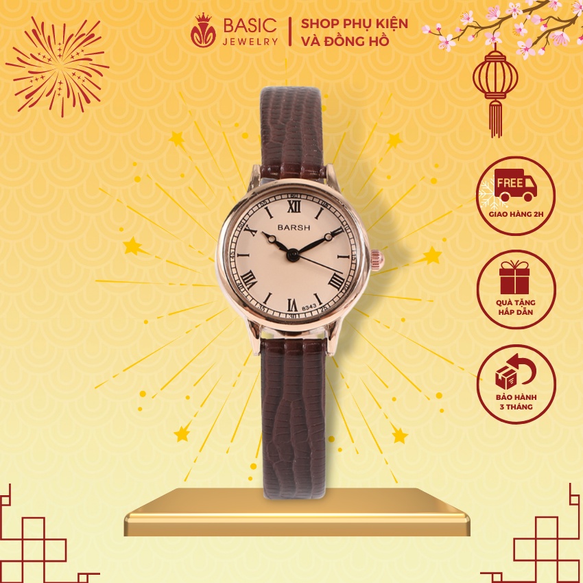 Đồng hồ nữ thời trang vintage BARSH DH06 mặt nhỏ dây da mềm ôm tay phong cách Hàn Quốc Basic Jewelry
