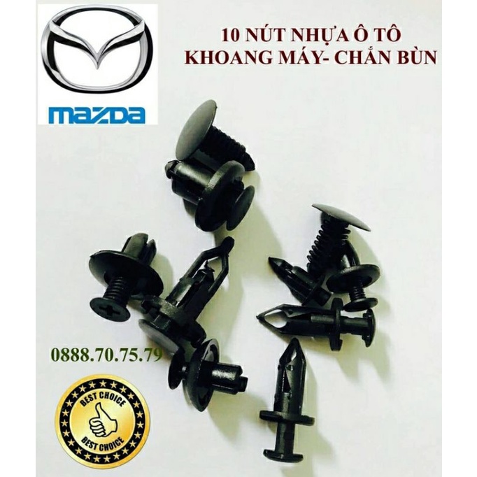 10 nút nhựa ô tô Mazda- Khoang máy, chắn bùn