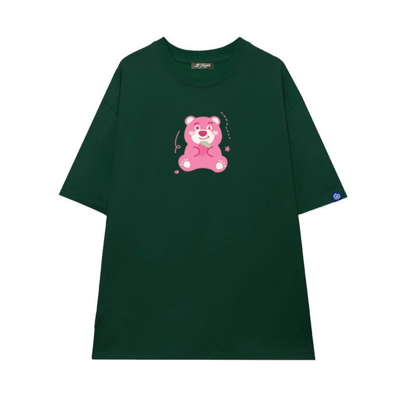 Áo thun tay lỡ thun cotton in hình gấu trái dâu unisex