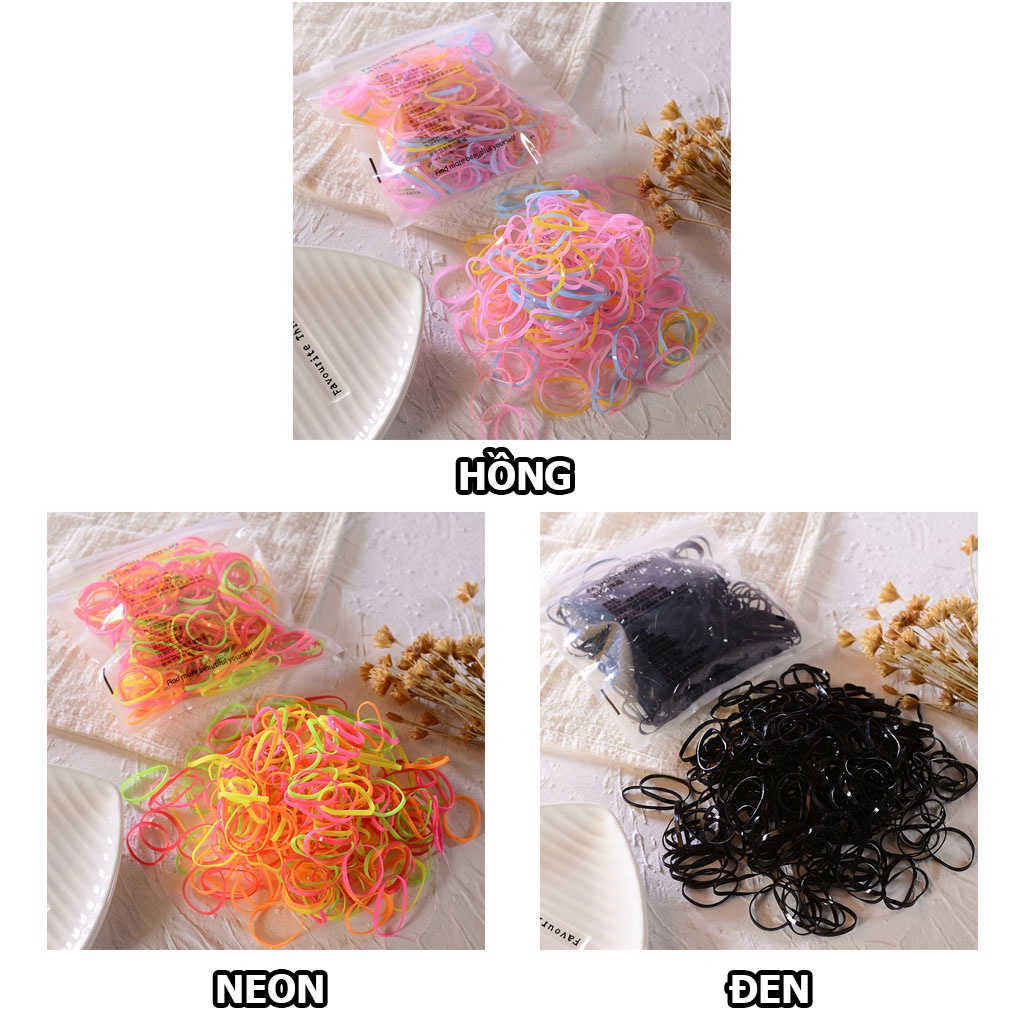 Túi zip hơn 200 dây cột tóc cao su co giãn cho bé gái CT25