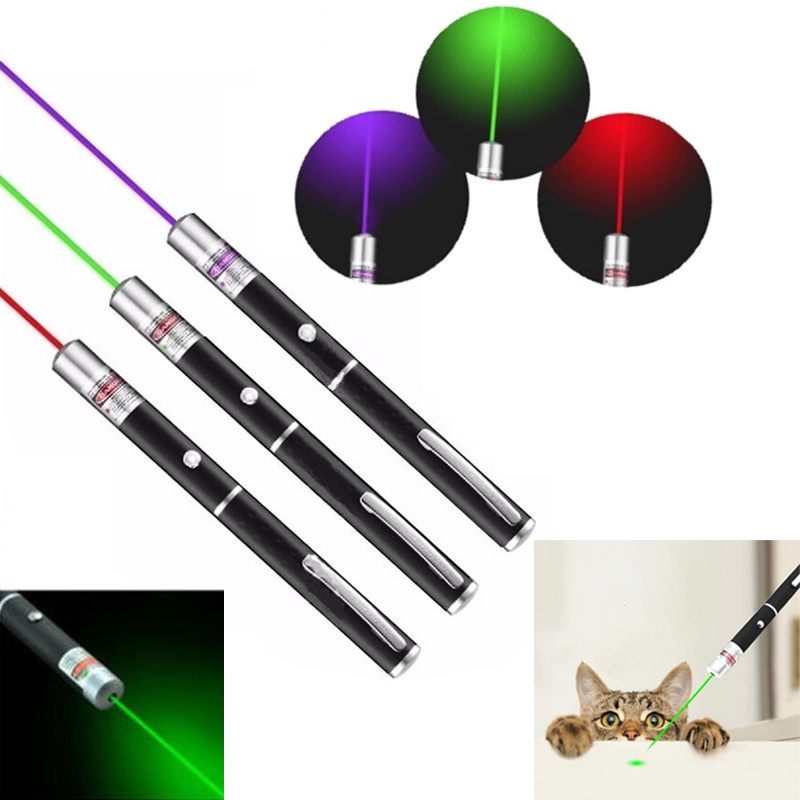 Bút chiếu tia laser con trỏ laser 3 màu siêu bền vui nhộn cho mèo Bút Chiếu Laser Ánh Sáng Xanh Lá / Đỏ Công Suất Cao 5MW Đa Năng Tiện Dụng
