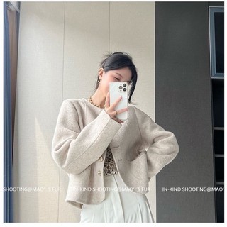 [Order - 790] Áo khoác dạ phối cúc vàng