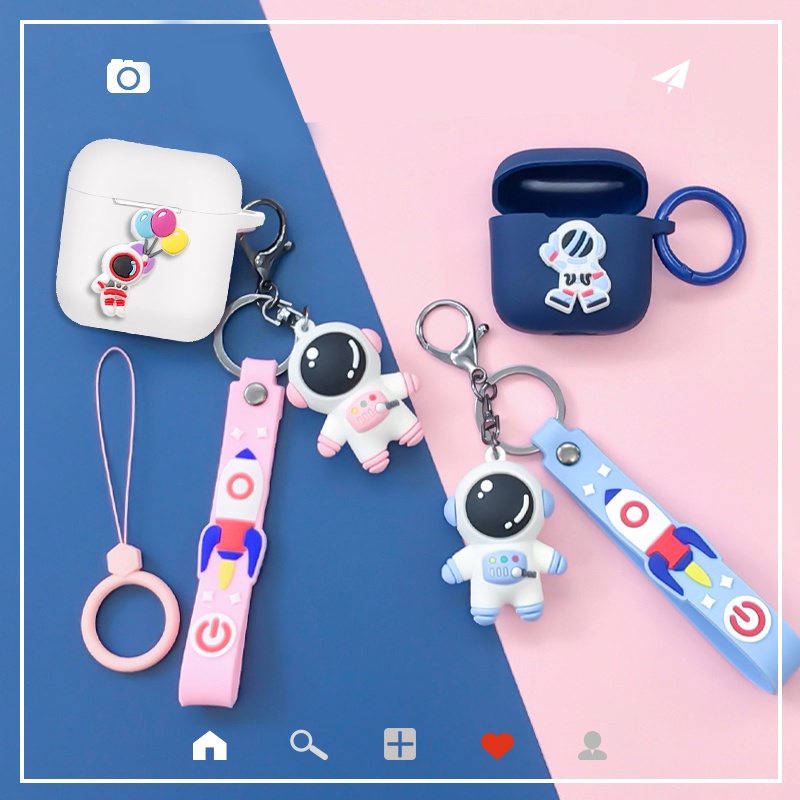 Vỏ Bảo Vệ Hộp Sạc Tai Nghe Haylou T33 / Moripods Bằng Silicon Hình Phi Hành Gia / Thỏ Dễ Thương