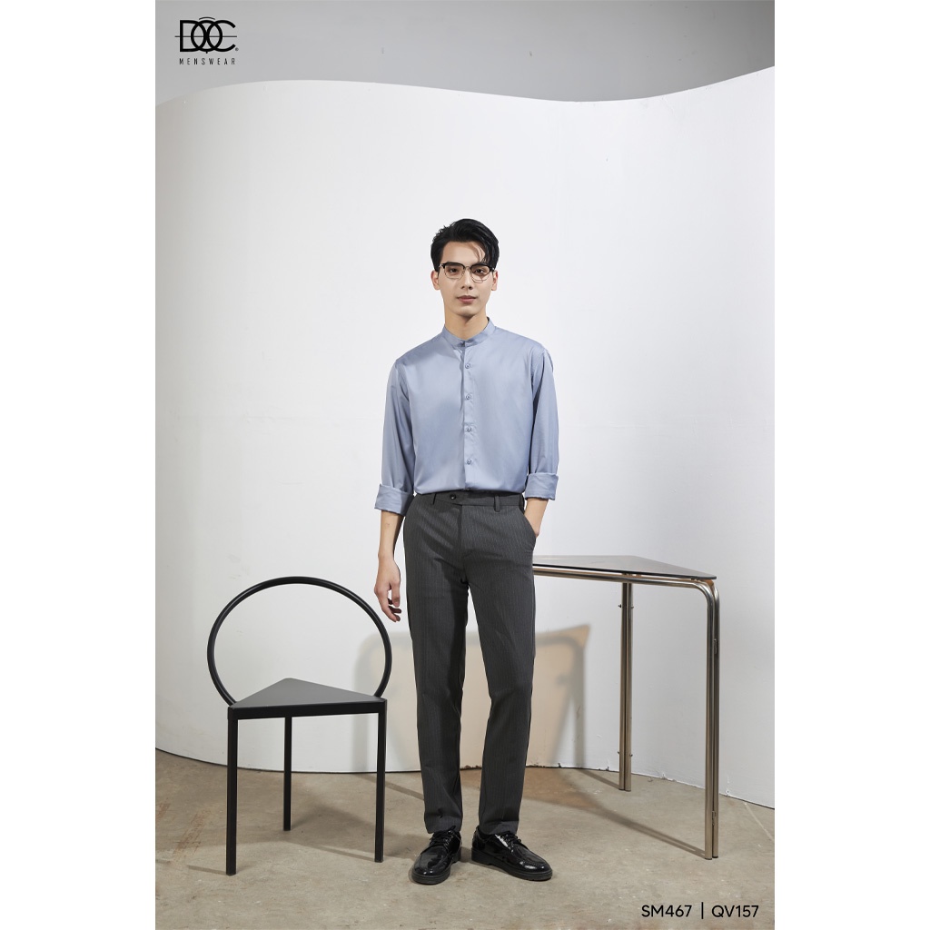 Áo sơ mi cổ tàu nam Độc menswear chất cotton lụa mềm mịn form thoải mái dễ mặc phong cách Hàn Quốc - SM467