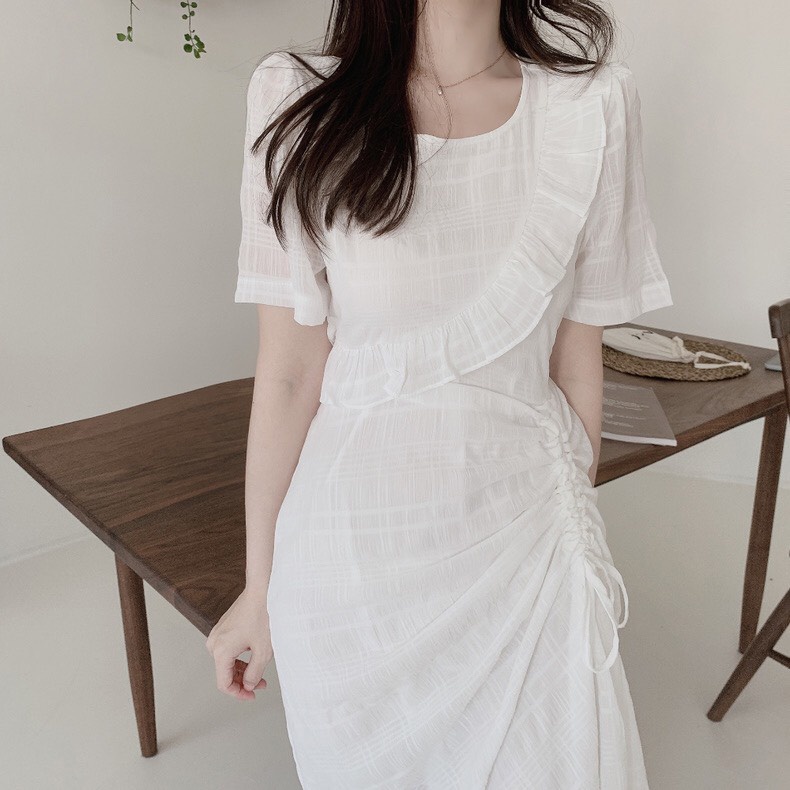 Váy dài nữ váy trắng đen thanh lịch nữ tính Rosé Closet