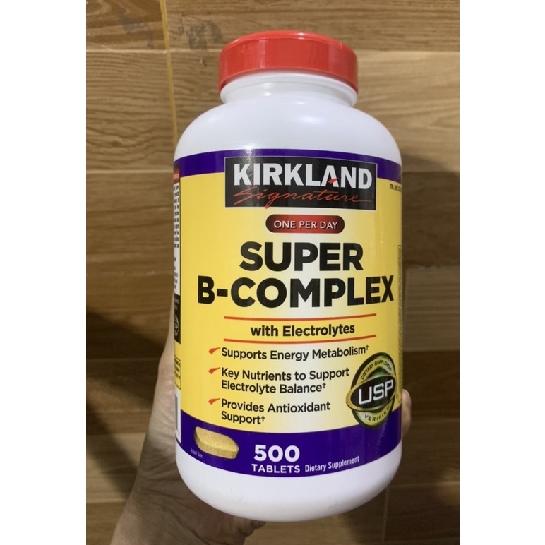 Viên uống Super B - Complex Kirkland 500 viên bổ sung Vitamin B tổng hợp của Mỹ