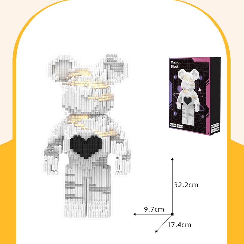 Đồ chơi Lego Gấu Bearbrick trắng, đồ chơi lắp ráp, mô hình lắp ráp Bearbrick 3D decor trang trí, quà tặng lego