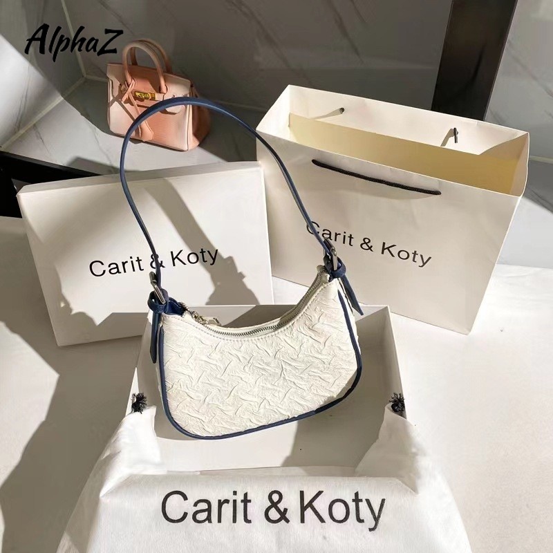 AlphaZ Túi đeo dưới cánh tay Xếp Ly Phong Cách Hong Kong Hợp Thời Trang