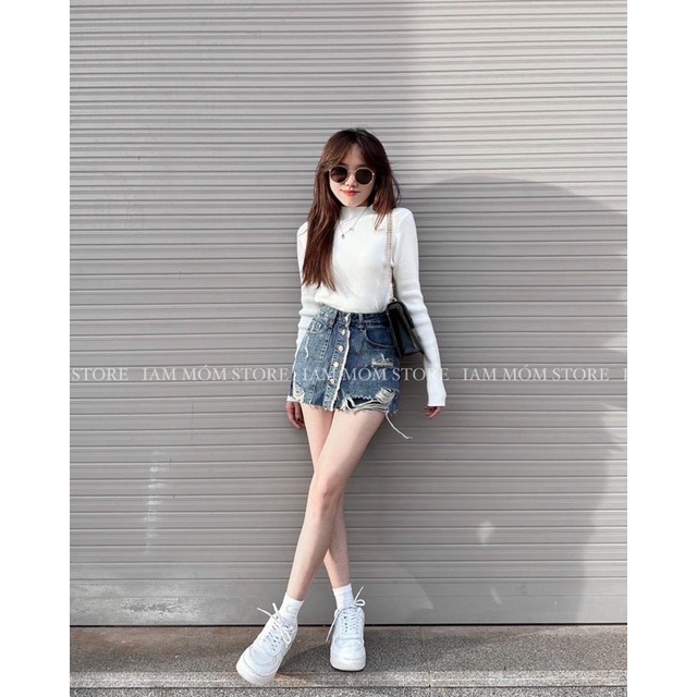 {Ảnh thât} Quần Đùi Giả Váy ,Chất Liệu Jeans Cao cấp Quảng Châu