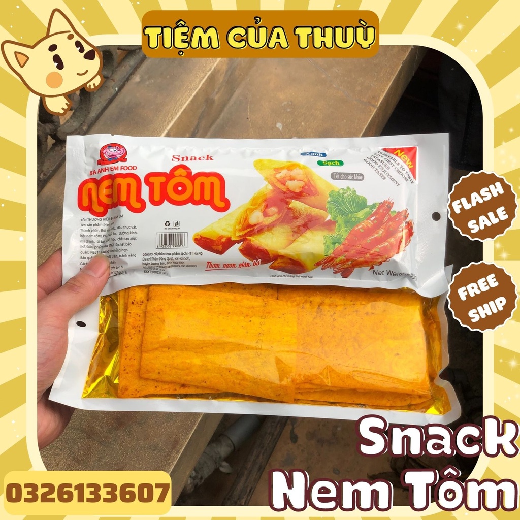 5 Gói Snack Nem Tôm Ba Anh Em Food, Snack Cay Xé Miếng