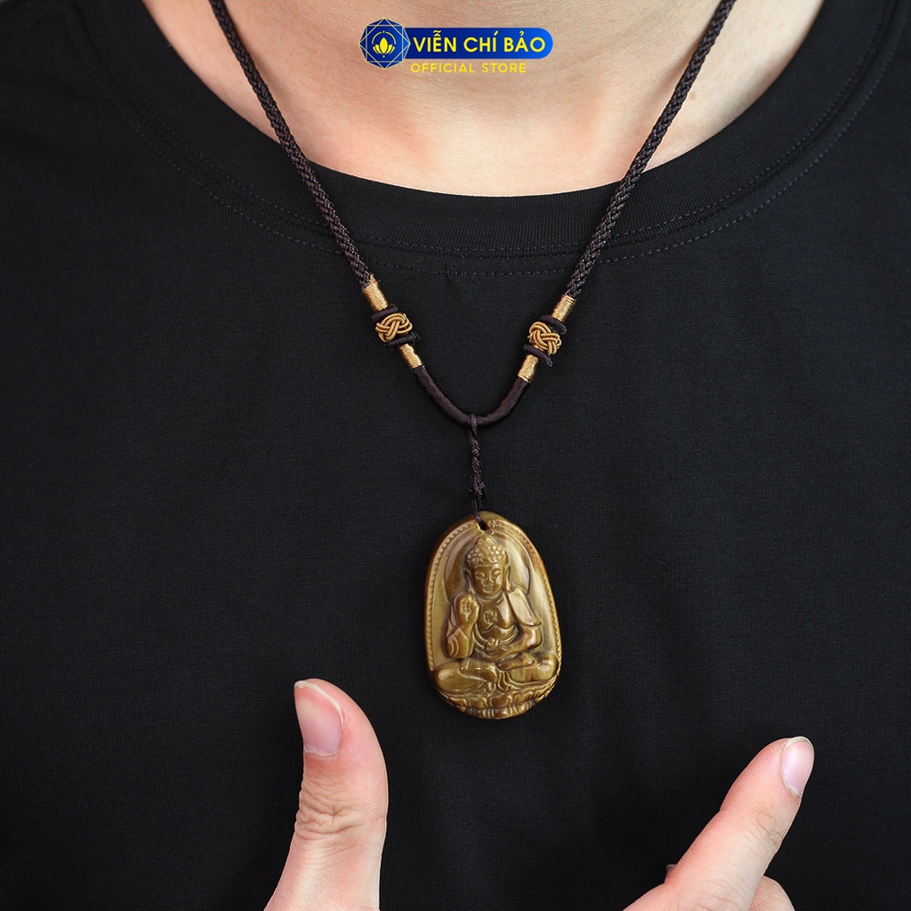 Mặt dây chuyền đá phong thủy phật a di đà đá mắt hổ thời trang phụ kiện trang sức Viễn Chí Bảo M200315