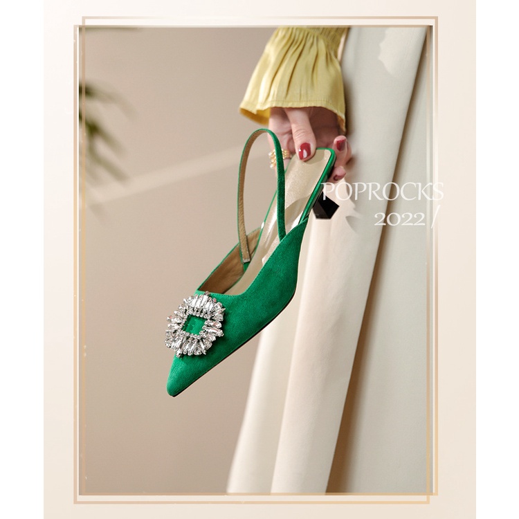 【EVEANOBQY】Giày Cao Gót 3cm 3cm Mũi Nhọn Đính Đá Thời Trang Cho Nữ