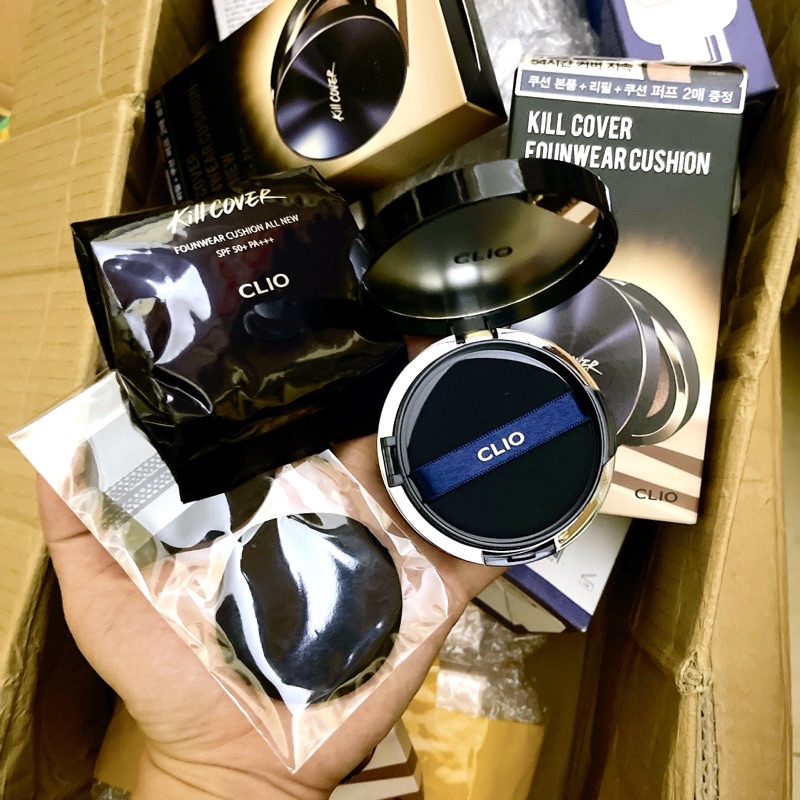 PHẤN NƯỚC CLIO KILL COVER FOUNWEAR CUSHION ALL NEW  tặng kèm lõi và bông phấn nước date 4/24