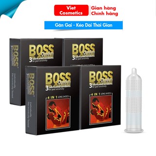 Combo 4 Hộp Bao Cao Su Boss (Hộp 3C) – Tăng Khoái Cảm Nhờ Thiết Kế Gân Gai & Chứa Chất Kéo Dài Thời Gian