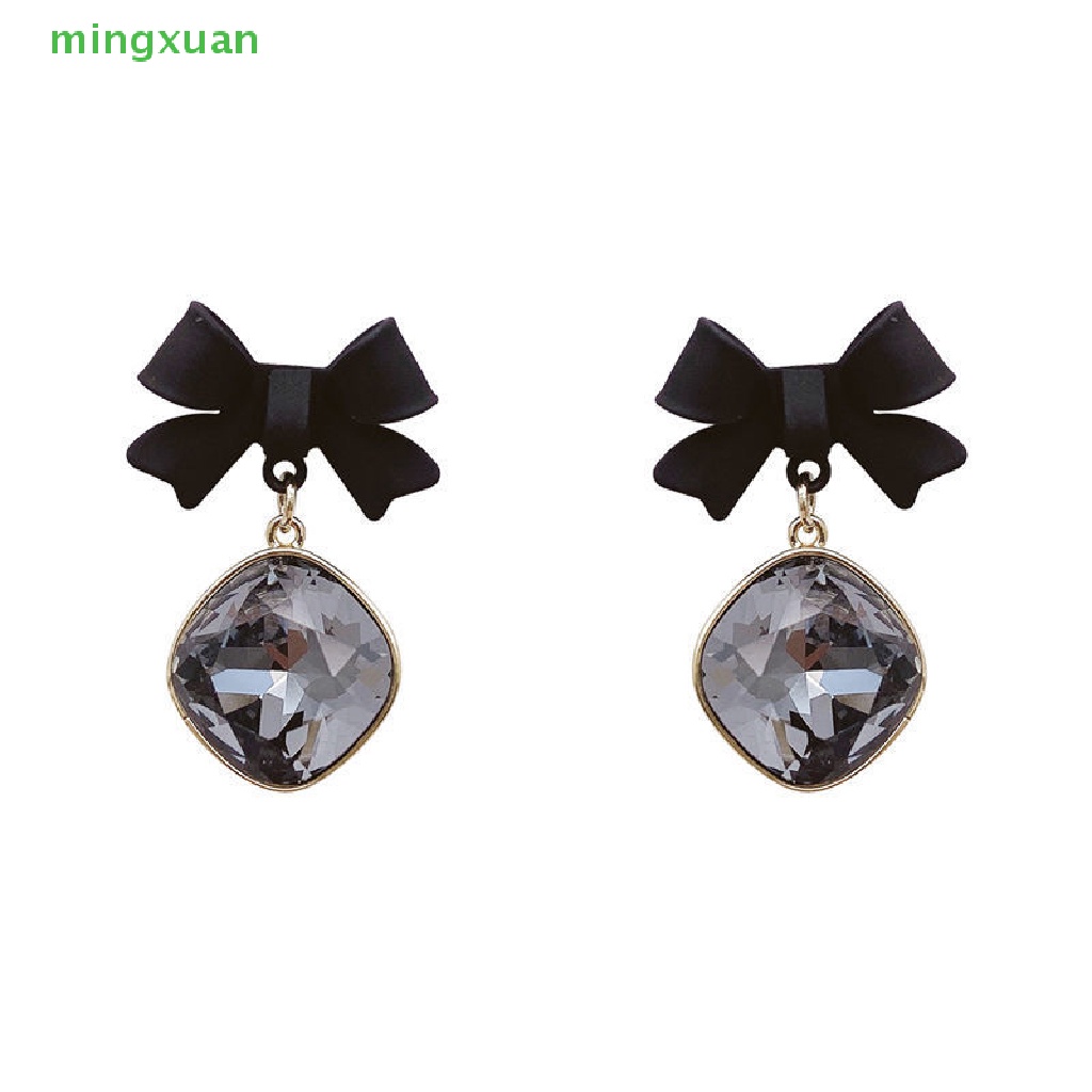 1 Đôi Khuyên Tai Dáng Dài Đính Nơ Màu Đen Thời Trang Dự Tiệc Cho Bạn Gái