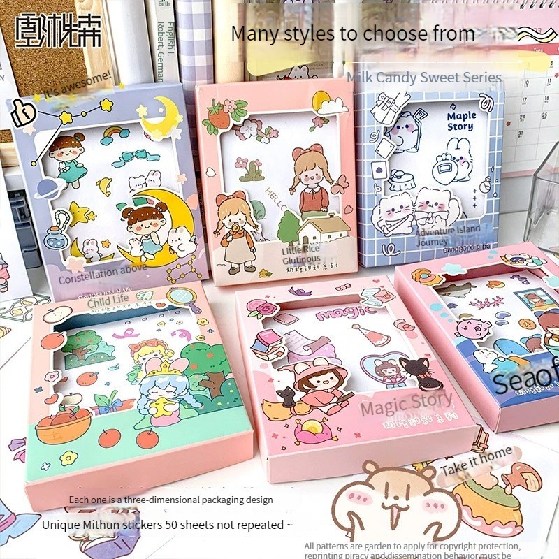 Bộ 50 Miếng Dán Họa Tiết Hoạt Hình Dễ Thương Trang Trí Sổ Tay diy