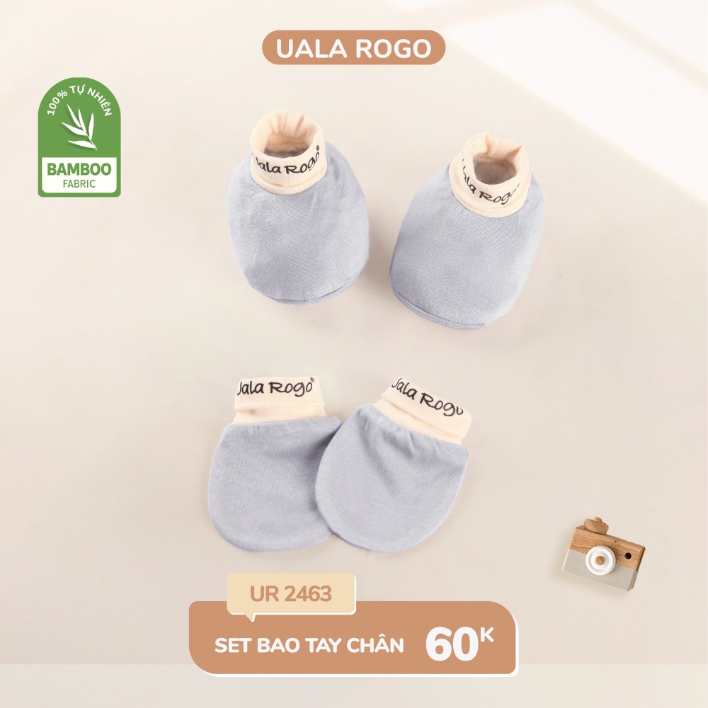 Set bao tay chân mũ sơ sinh cho bé Ualarogo 0-6 tháng vải sợi tre thoáng mát thấm hút co giãn 2462