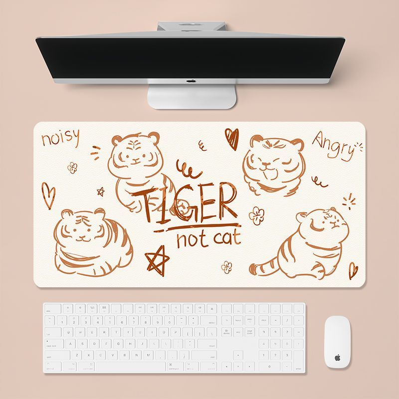 Miếng Lót Chuột / Bàn Phím Laptop Bằng Da Chống Trượt Hình Mèo Hoạt Hình Dễ Thương