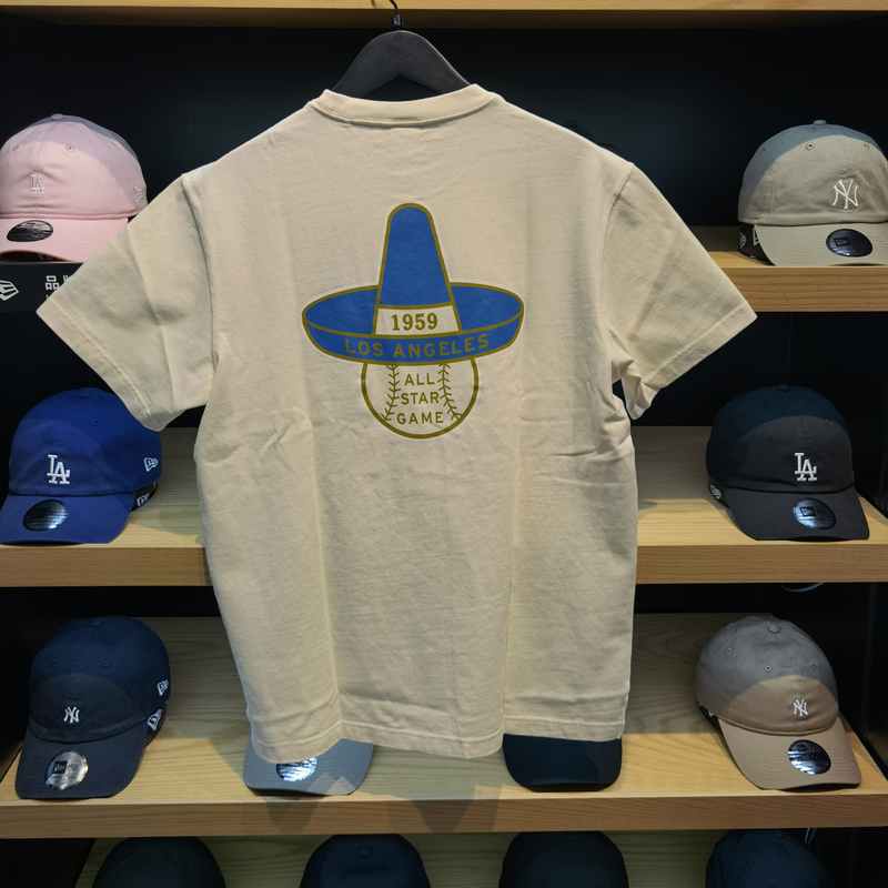 MLB Áo Thun Tay Ngắn In Hình ny / LA Thời Trang Mùa Hè