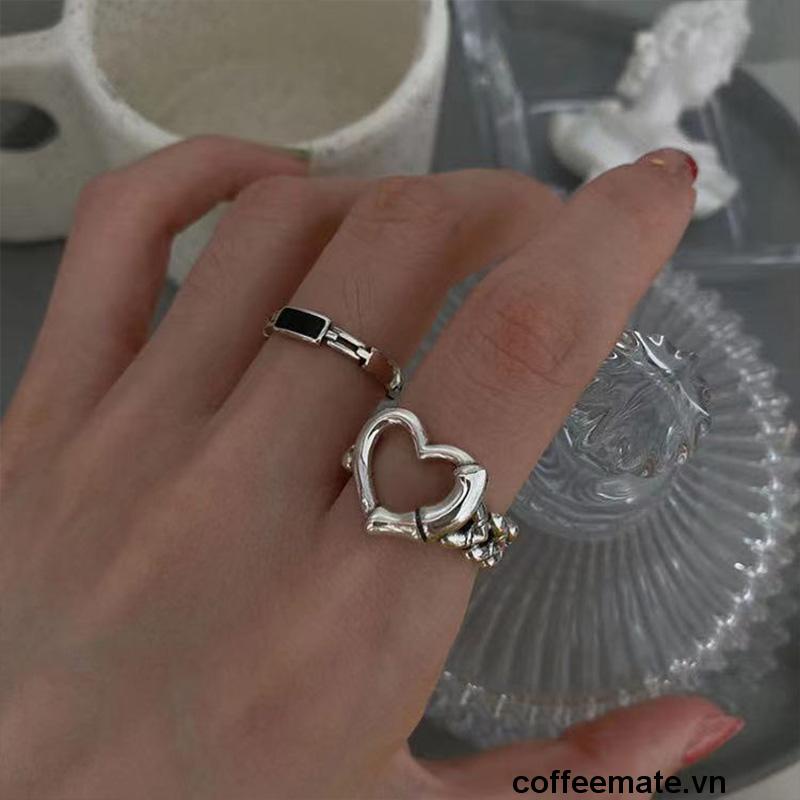 【coffeemate】⚡ Nhẫn hở hình trái tim thời trang