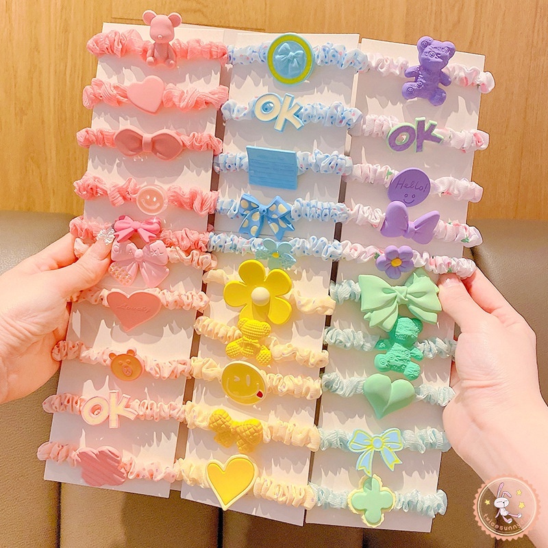 Dây Cột Tóc Hình Gấu Hoạt Hình Dễ Thương Cho Bé Gái