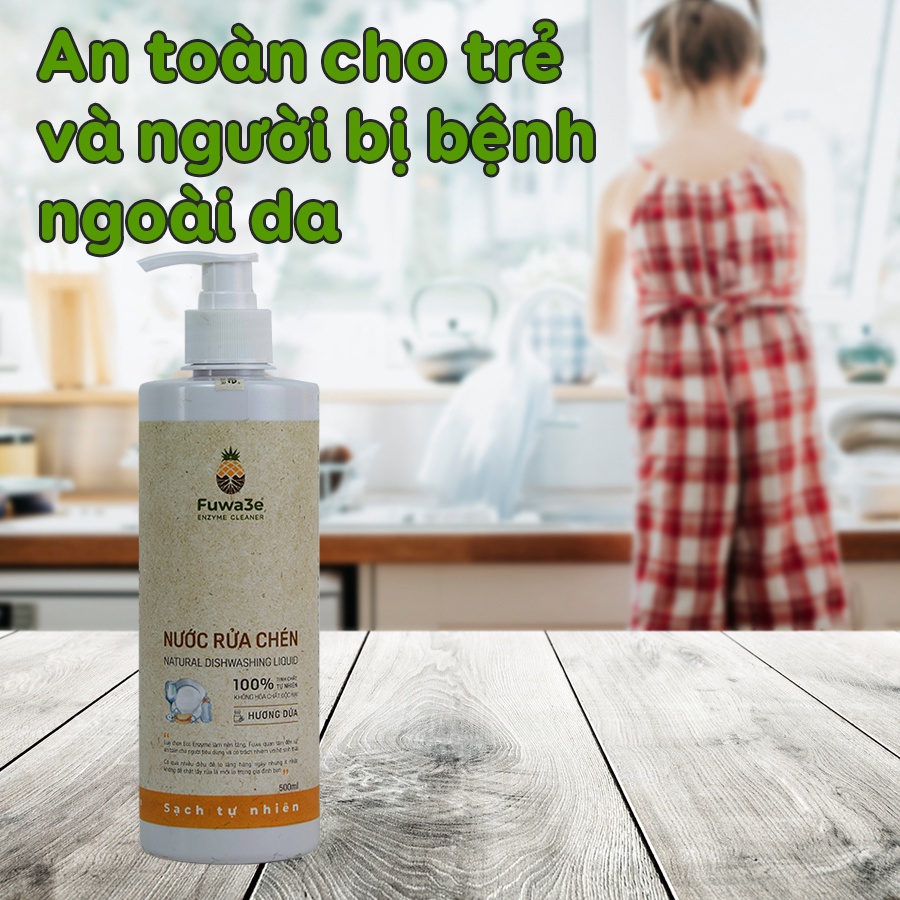 Nước rửa bát Fuwa3e 100ml organic Enzyme sinh học khử mùi, an toàn cho da nhạy cảm